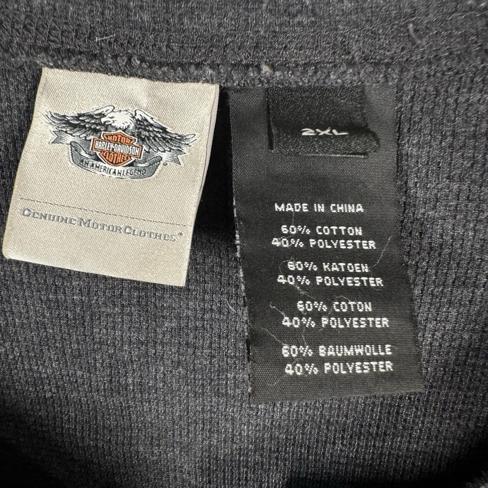 Harley Davidson Women's Sz 2X Long Sleeve Waffle Knit Thermal T Shirt Bike Y2K - Picture 11 of 16